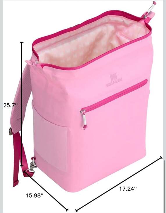 NEW! Stanley All Day Madeleine Midi Backpack Cooler 20-Can 14.8QT Peony Pink - Picture 4 of 5